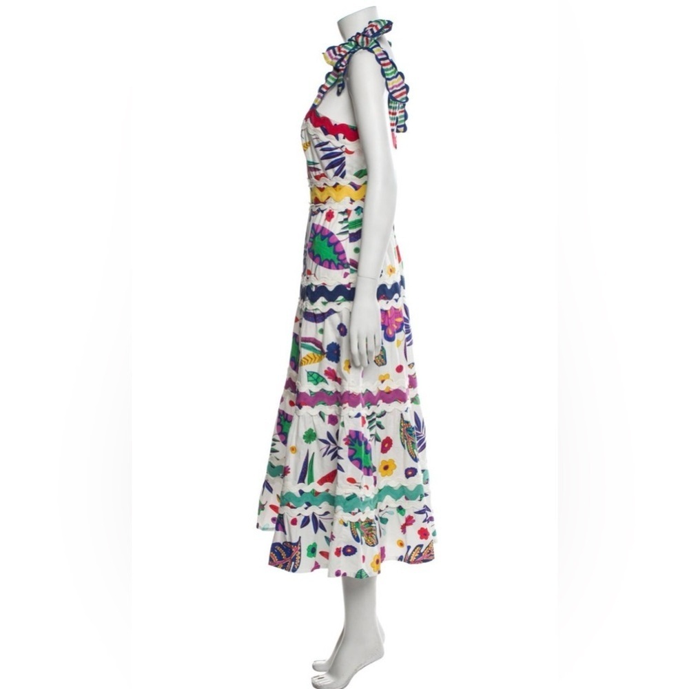 Celia B Floral Midi Dress Multicolor Embroidered A-Line Ruffle Small - Picture 4 of 9